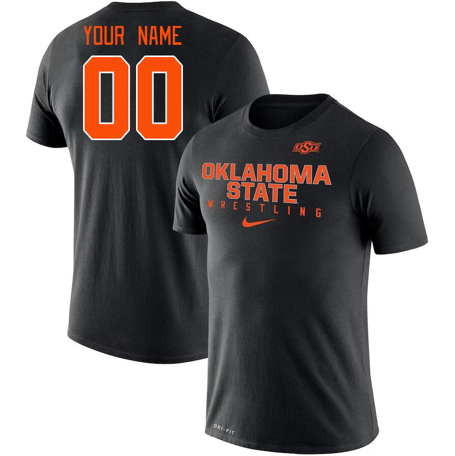 Custom Oklahoma State Cowboys Name And Number College Tshirt-Black